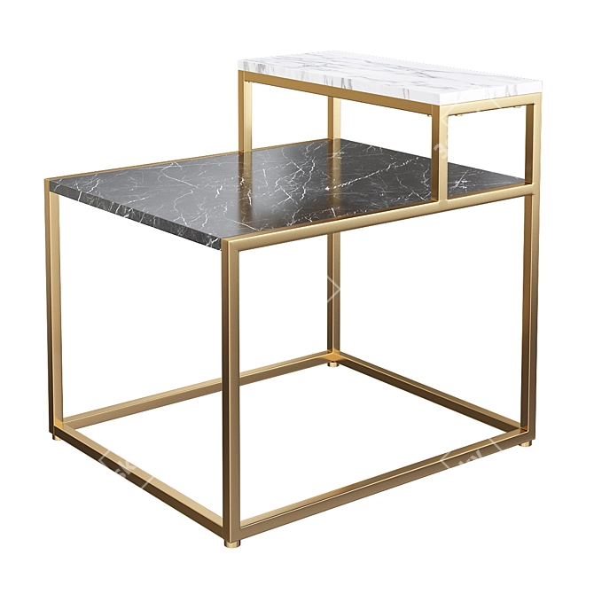 Modern 2 Tier Metal End Table 3D model image 1