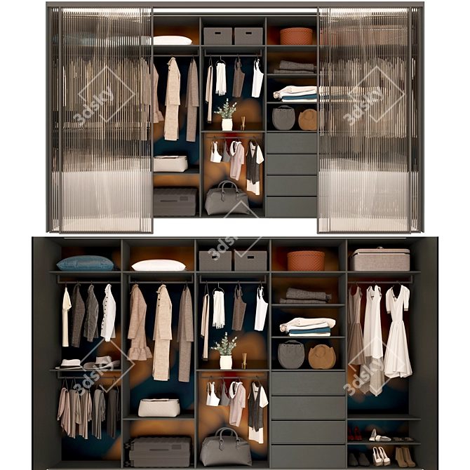 Modern Stylish Wardrobe with Customizable Design 3D model image 1