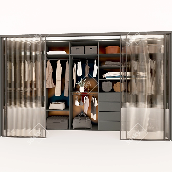 Modern Stylish Wardrobe with Customizable Design 3D model image 4