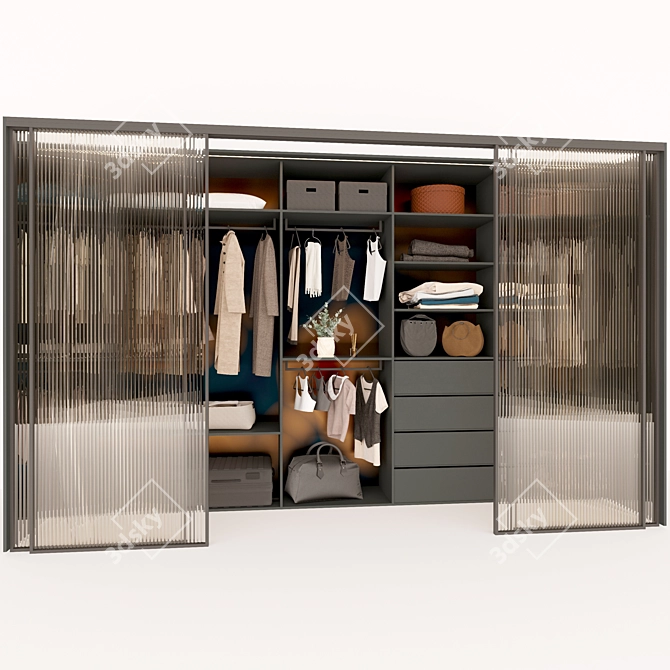 Modern Stylish Wardrobe with Customizable Design 3D model image 5