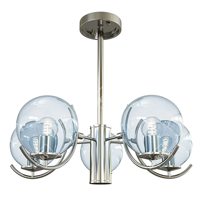 Sleek Sputnik Chrome Glass Chandelier 3D model image 1