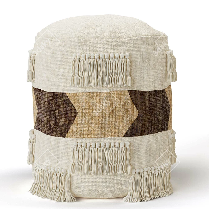 Boho Bohemian Pouf Ottoman 3D model image 1