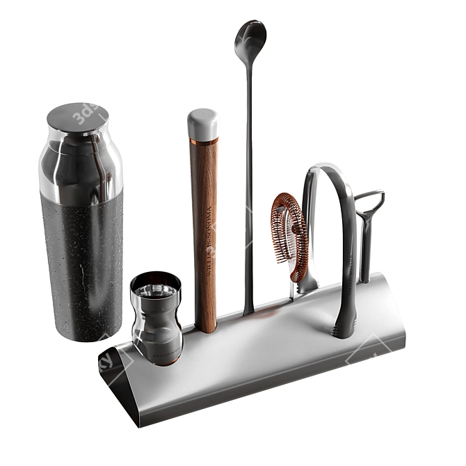 Premium Bar Tool Set with Shaker 3D model image 3