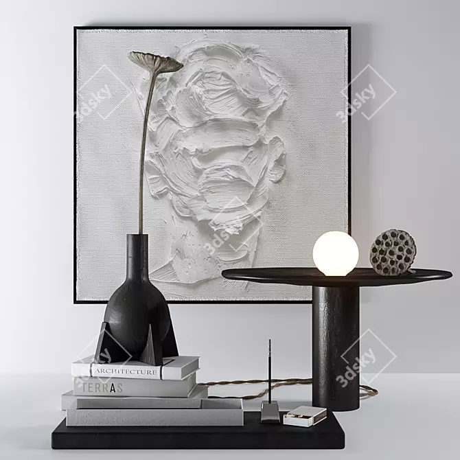 Luxury Lotus Decor Set with Lamp 3D model image 1