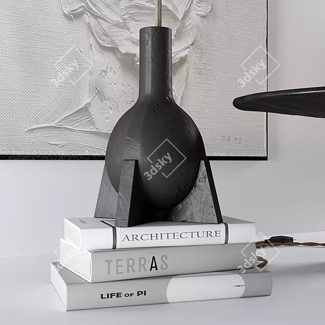 Luxury Lotus Decor Set with Lamp 3D model image 2