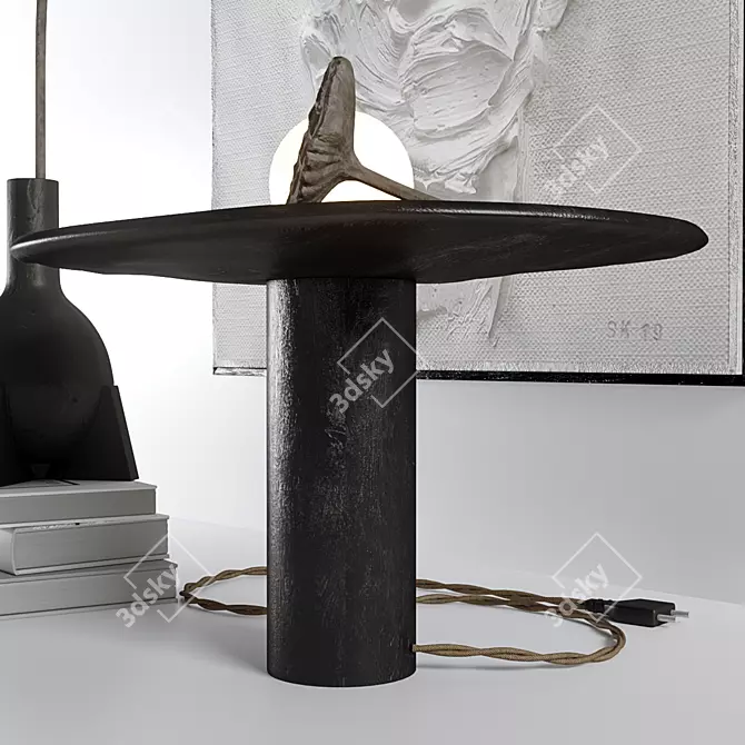 Luxury Lotus Decor Set with Lamp 3D model image 3