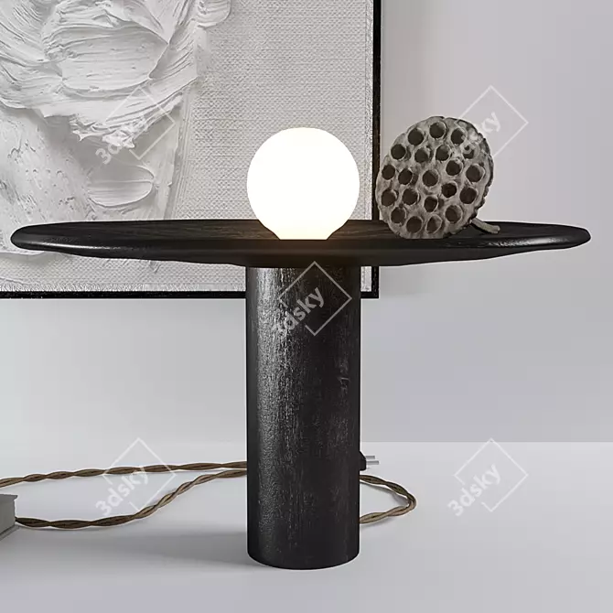 Luxury Lotus Decor Set with Lamp 3D model image 4