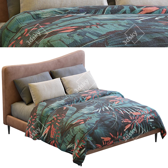 Elegant Myla Bed by West Elm 3D model image 2