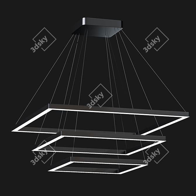 Elegant Piazza LED 3-Tier Chandelier 3D model image 2