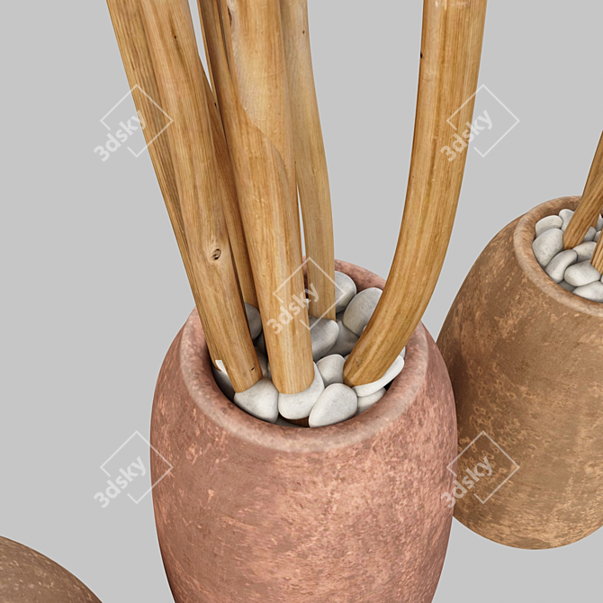 Sleek Clay Branch Vase 3D model image 5