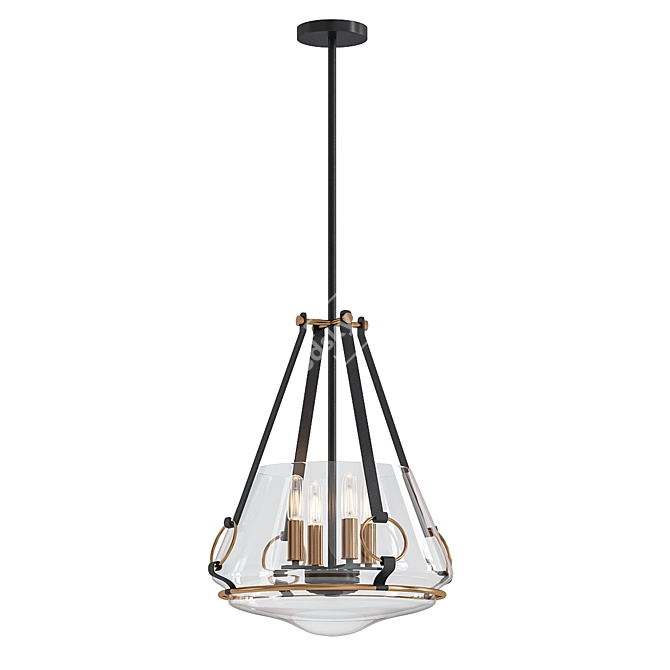 Elegant 4-Light Pendant Chandelier 3D model image 1