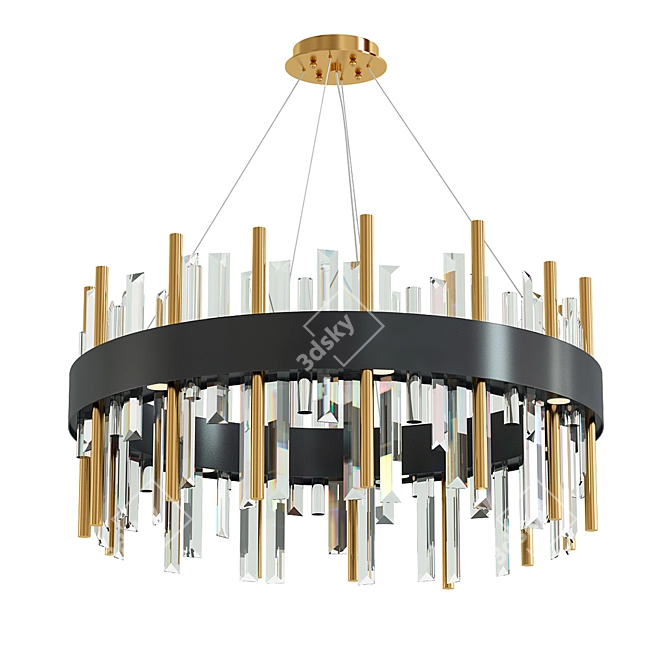 Luxurious Gold Black Crystal Chandelier 3D model image 1