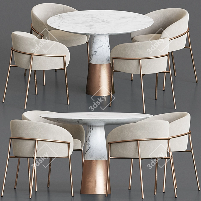 Elegant Rimo Chair Vex Table Dining Set 3D model image 1