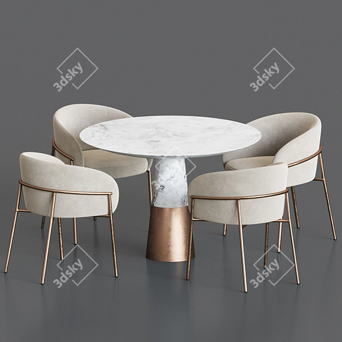 Elegant Rimo Chair Vex Table Dining Set 3D model image 2