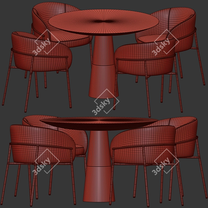 Elegant Rimo Chair Vex Table Dining Set 3D model image 3