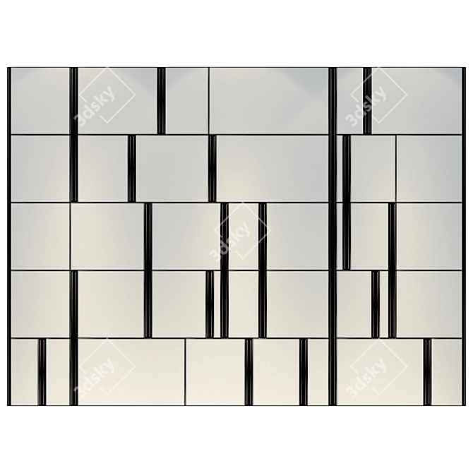 Luxury Marble and Gold Metal Wall Panels 3D model image 2