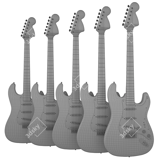 Fender-inspired Electric Guitar | High Detail, 5 Color Options 3D model image 2