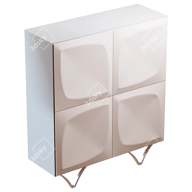 Elegant White Orchid Chest of Drawers 3D model image 2