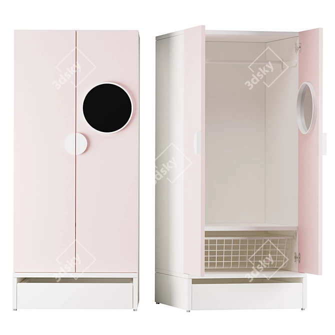 Compact White Wardrobe: SMÅSTAD / UPPFÖRA 3D model image 1