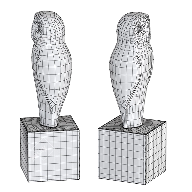 Minimalist Owl Sculpture 3D model image 4