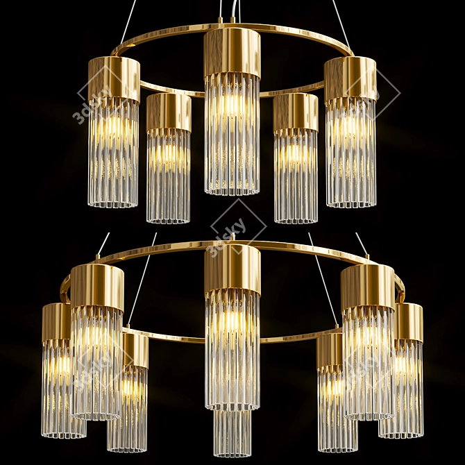 Elegant Cesana Chandelier with Metal and Glass Design 3D model image 1