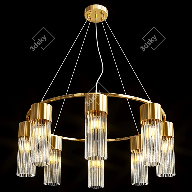 Elegant Cesana Chandelier with Metal and Glass Design 3D model image 2