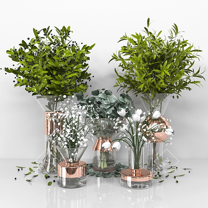 Copper Tank Vases: Elegant Home Décor 3D model image 1