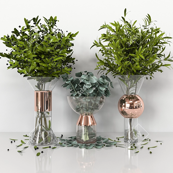 Copper Tank Vases: Elegant Home Décor 3D model image 2