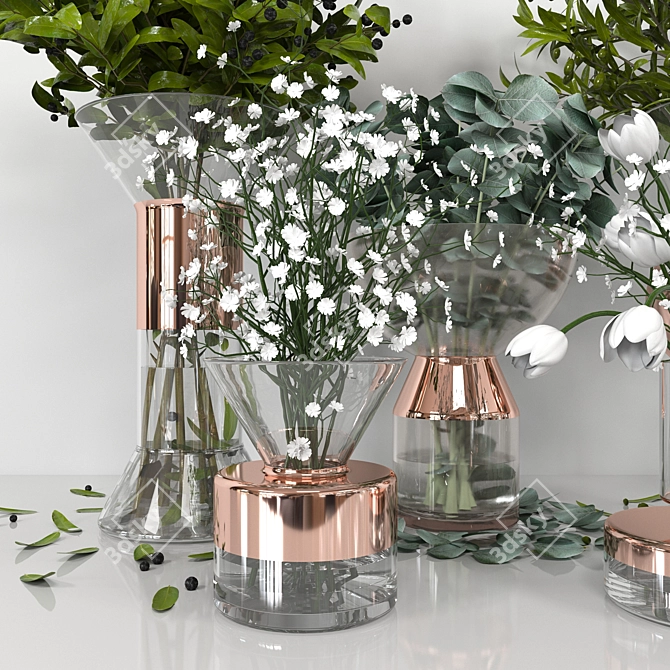 Copper Tank Vases: Elegant Home Décor 3D model image 3