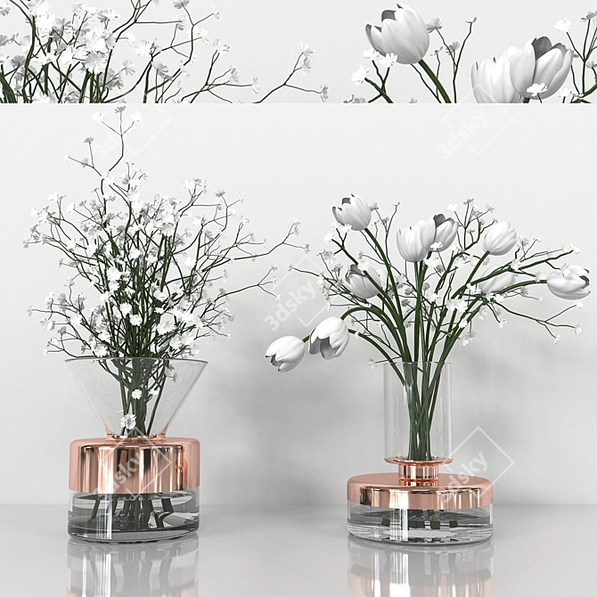 Copper Tank Vases: Elegant Home Décor 3D model image 6