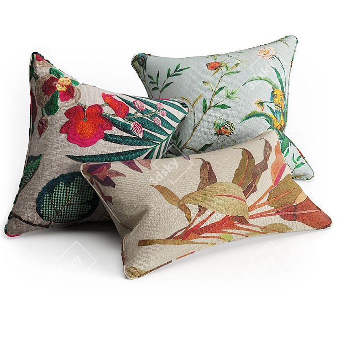  Luxury Decor Cushions: Exclusive Jim Thompson & Pierre Frey Fabrics! 3D model image 1