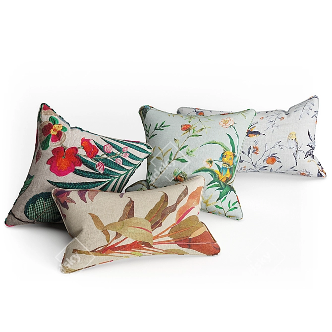  Luxury Decor Cushions: Exclusive Jim Thompson & Pierre Frey Fabrics! 3D model image 2