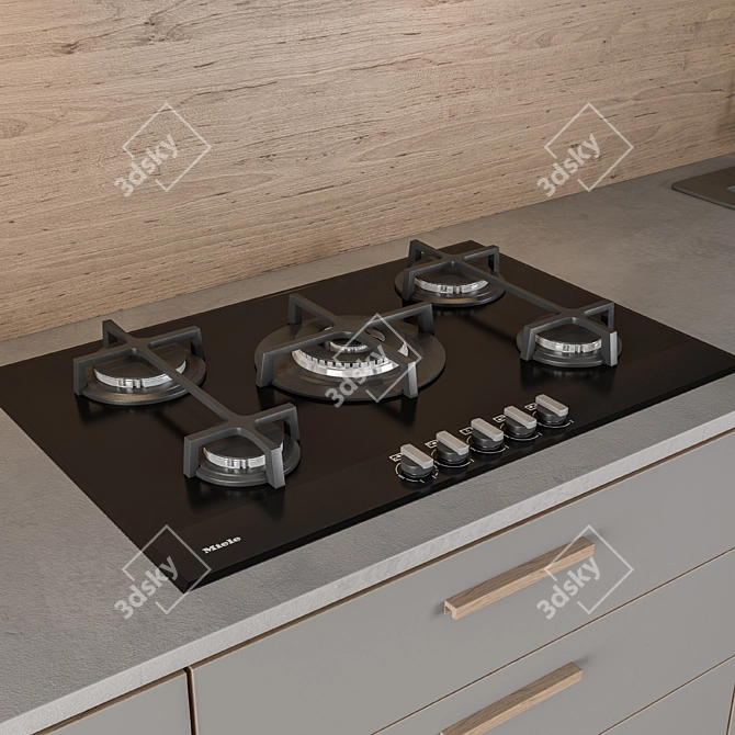 Stylish Wooden Gray Kitchen Cabinets 3D model image 4