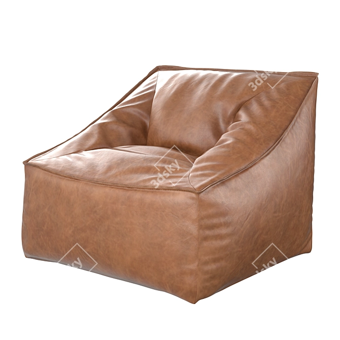 Caramel Vegan Leather Lounger: Modern Comfort for Style 3D model image 2