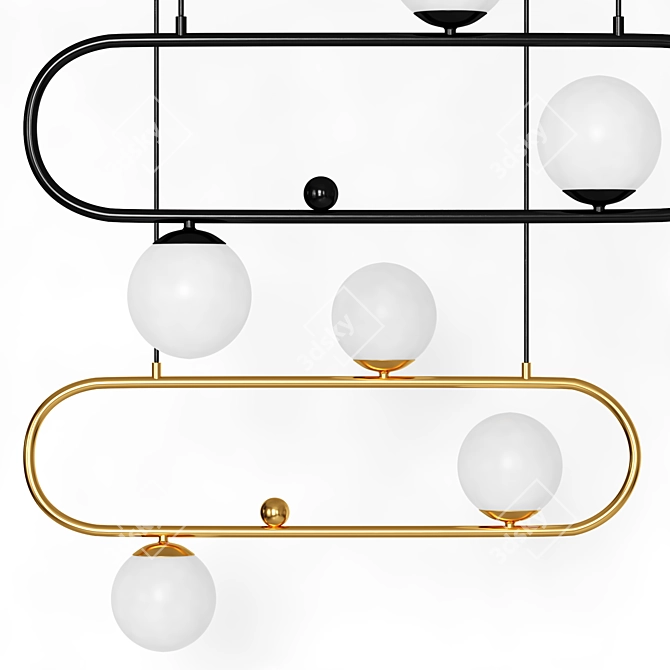 Brass Ball Balance Chandelier 3D model image 3