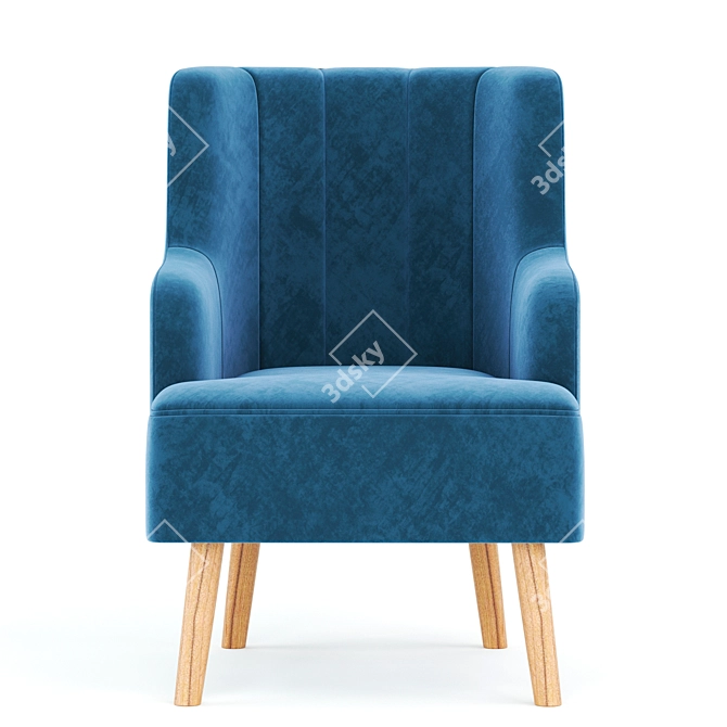 Modern Velvet Armchair - Larni 3D model image 3