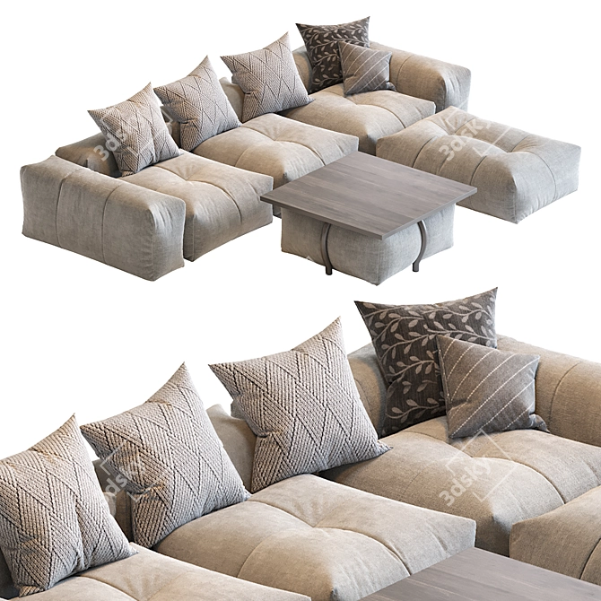 Sleek Pixel N_15: Stylish Modular Sofa 3D model image 3