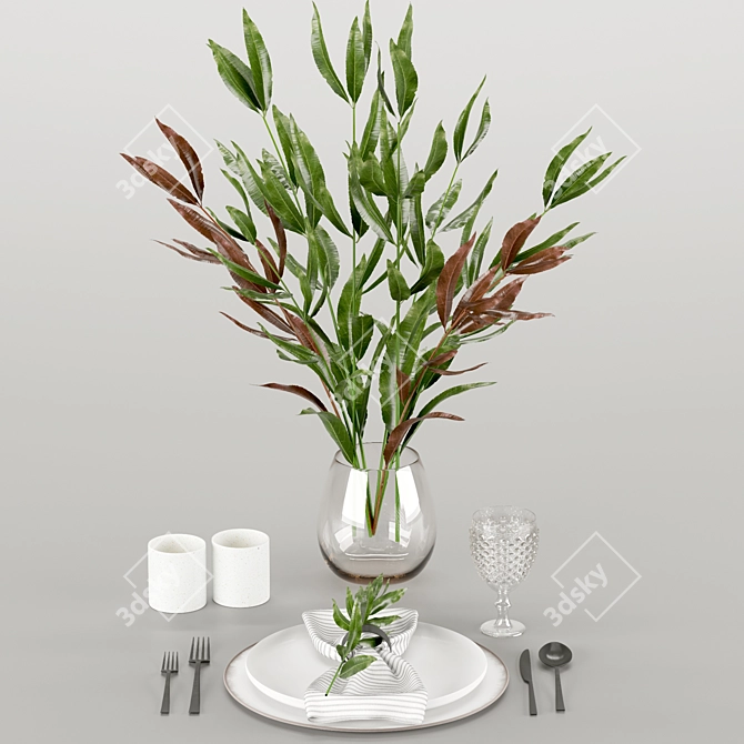 Modern Style Table Setting 3D model image 4