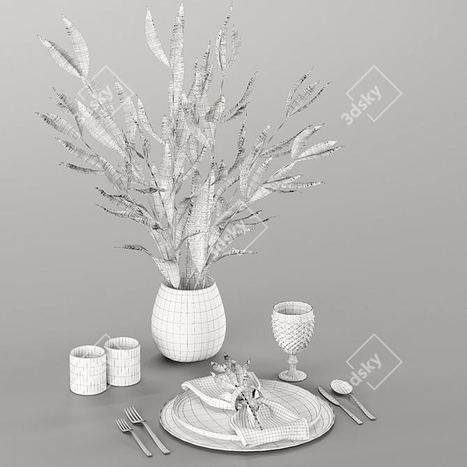 Modern Style Table Setting 3D model image 6