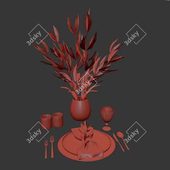 Modern Style Table Setting 3D model image 7