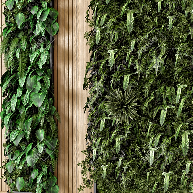 Wooden Base Vertical Garden - Set 581 3D model image 4