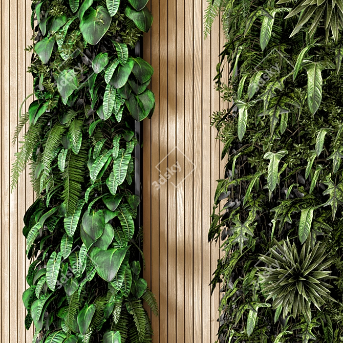 Wooden Base Vertical Garden - Set 581 3D model image 6