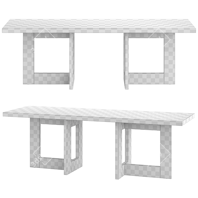  Traver Console: Stylish Black Frame, Travertine Top 3D model image 4