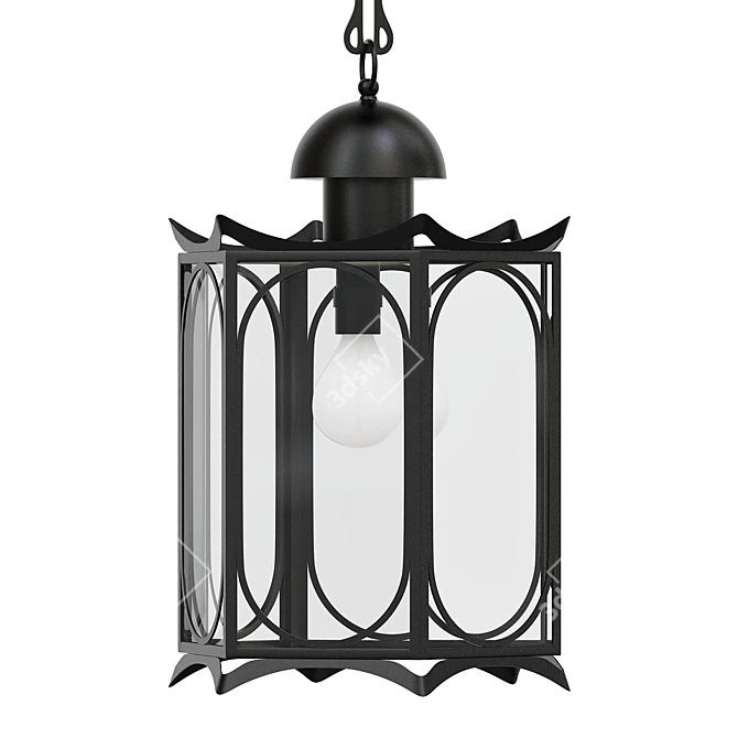  Italian Metal & Glass Lantern 3D model image 1