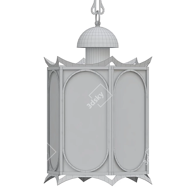  Italian Metal & Glass Lantern 3D model image 2