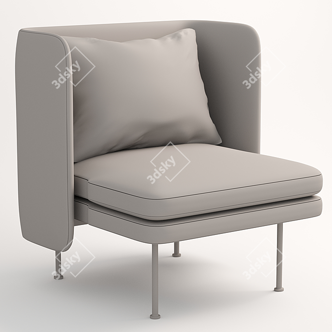 Modern Bloke Valve Lounge Chair 3D model image 4