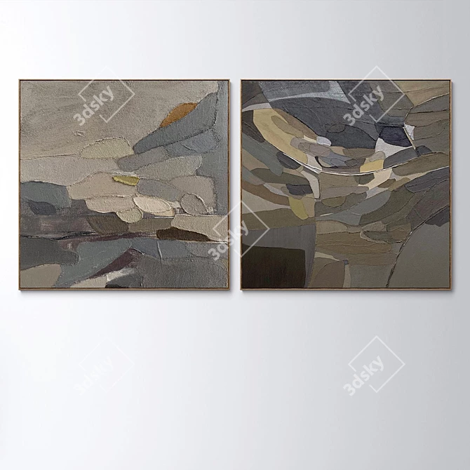 Abstract Plaster Square Photo Frames (Set of 2) 3D model image 3