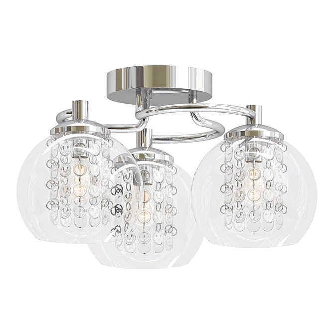 Roma Beaded Ceiling Light: Elegant Chrome & Transparency 3D model image 1