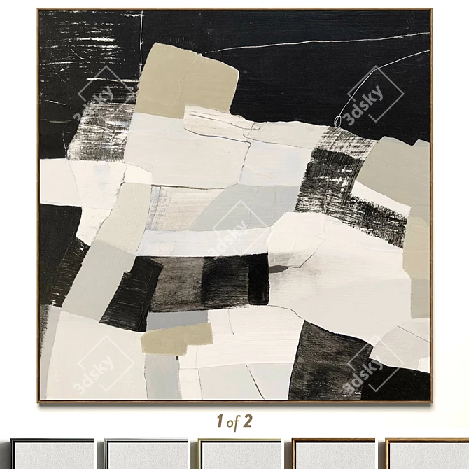 Abstract Frames: Plaster Square Photo Frames Set 3D model image 1