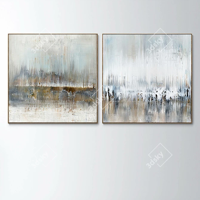 Square Plaster Photo Frames - Set of Two Abstract Paintings 3D model image 3